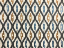 Load image into Gallery viewer, Remnant Thibaut W73364 Rajah Charcoal Water &amp; Stain Resistant Heavy Duty Beige Grey Blue Mustard Brown Ikat Geometric Upholstery Fabric