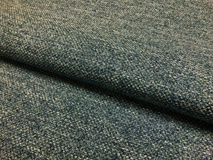 1 1/3 Yd Designer Denim Blue White Tweed MCM Mid Century Modern Upholstery Fabric