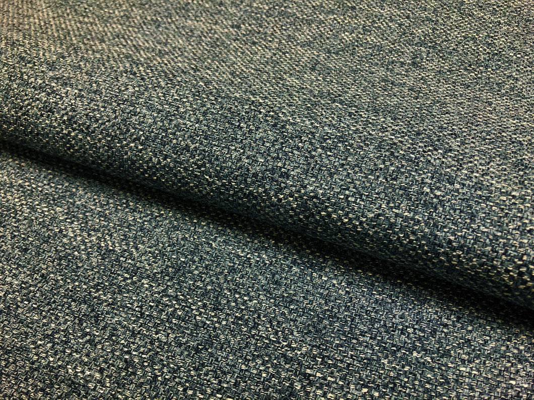 1 1/3 Yd Designer Denim Blue White Tweed MCM Mid Century Modern Upholstery Fabric