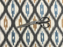 Load image into Gallery viewer, Remnant Thibaut W73364 Rajah Charcoal Water &amp; Stain Resistant Heavy Duty Beige Grey Blue Mustard Brown Ikat Geometric Upholstery Fabric