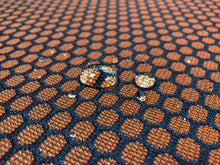Load image into Gallery viewer, Designer Water &amp; Stain Resistant Rusty Red Navy Blue Geometric MCM Upholstery Fabric