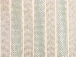0.6 Yd Designer Water & Stain Resistant Woven Taupe Cream Green Blue Linen Stripe Upholstery Fabric