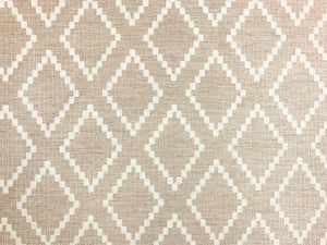 Designer Taupe Beige Cream Embroidered Geometric Upholstery Fabric