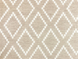 Designer Taupe Beige Cream Embroidered Geometric Upholstery Fabric