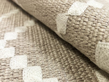 Load image into Gallery viewer, Designer Taupe Beige Cream Embroidered Geometric Upholstery Fabric