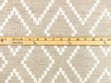 Load image into Gallery viewer, Designer Taupe Beige Cream Embroidered Geometric Upholstery Fabric