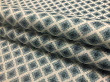 Load image into Gallery viewer, 1 1/3 Yd Designer Hand Printed White Blue Geometric Belgian Linen Upholstery Drapery Fabric