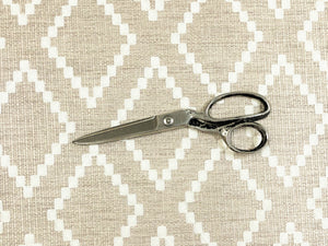 Designer Taupe Beige Cream Embroidered Geometric Upholstery Fabric