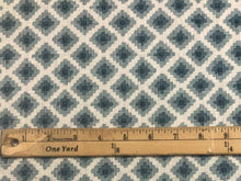 Load image into Gallery viewer, 1 1/3 Yd Designer Hand Printed White Blue Geometric Belgian Linen Upholstery Drapery Fabric