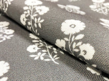 Load image into Gallery viewer, 34" x 49" Designer Water &amp; Stain Resistant Indoor Outdoor Grey White Floral Upholstery Drapery Fabric