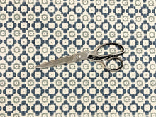 Load image into Gallery viewer, 1.5 Yds Threads Ambit Cotton Hand Printed Beige Indigo Blue Green Geometric Upholstery Drapery Fabric