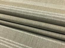 Load image into Gallery viewer, Designer Water &amp; Stain Resistant Indoor Outdoor Beige Cream Nautical Stripe Upholstery Drapery Fabric