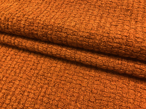 1.5 Yd Designer Cotton Linen Viscose Terracotta Woven Boucle MCM Mid Century Modern Upholstery Fabric