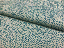 Load image into Gallery viewer, Designer Reversible Linen Viscose Teal Blue Cream Animal Pattern Upholstery Drapery Fabric
