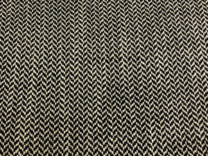 1 1/4 Yd Designer Linen Viscose MCM Mid Century Modern Cream Black Geometric Herringbone Tweed Upholstery Fabric