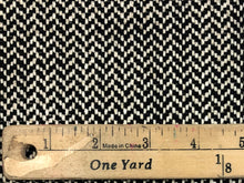Load image into Gallery viewer, 1 1/4 Yd Designer Linen Viscose MCM Mid Century Modern Cream Black Geometric Herringbone Tweed Upholstery Fabric