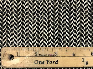1 1/4 Yd Designer Linen Viscose MCM Mid Century Modern Cream Black Geometric Herringbone Tweed Upholstery Fabric