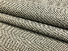 Load image into Gallery viewer, Designer Water &amp; Stain Resistant MCM Mid Century Modern Geometric Herringbone Grey Cream Upholstery Fabric
