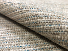 Load image into Gallery viewer, Designer Polypropylene Water &amp; Stain Resistant Blue Beige Brown MCM Tweed Upholstery Fabric