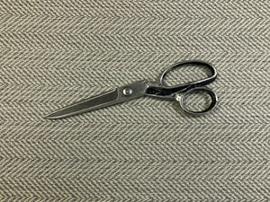 Designer Water & Stain Resistant MCM Mid Century Modern Geometric Herringbone Grey Cream Upholstery Fabric