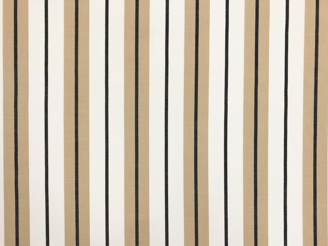 1.6 Yds Designer Indoor Outdoor Beige Cream Black Nautical Stripe Upholstery Fabric