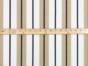 1.6 Yds Designer Indoor Outdoor Beige Cream Black Nautical Stripe Upholstery Fabric