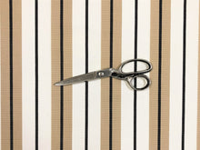 Load image into Gallery viewer, 1.6 Yds Designer Indoor Outdoor Beige Cream Black Nautical Stripe Upholstery Fabric