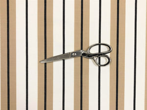 1.6 Yds Designer Indoor Outdoor Beige Cream Black Nautical Stripe Upholstery Fabric