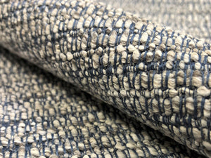 1.4 Yds Designer Denim Blue Grey Woven MCM Tweed Upholstery Fabric