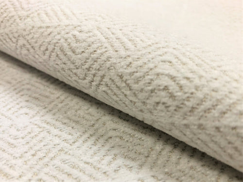 1.7 Yds Designer Water & Stain Resistant Cream Geometric MCM Chenille Upholstery Fabric