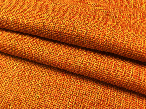 Designer Water & Stain Resistant Linen Viscose Poly Burnt Orange Taupe Tweed Upholstery Fabric