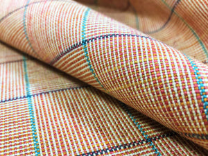 Osbourne & Little F7200-07 Calli Orange Check Linen Viscose Upholstery Drapery Fabric