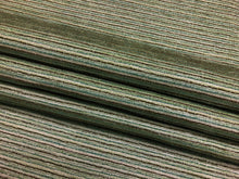 Load image into Gallery viewer, Designer Water &amp; Stain Resistant Seafoam Aqua Green Brown Stripe Upholstery Drapery Fabric
