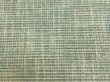 Load image into Gallery viewer, Designer Aqua Blue Cream Taupe MCM Mid Century Modern Tweed Upholstery Fabric