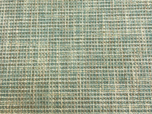 Designer Aqua Blue Cream Taupe MCM Mid Century Modern Tweed Upholstery Fabric