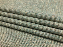 Load image into Gallery viewer, Designer Aqua Blue Cream Taupe MCM Mid Century Modern Tweed Upholstery Fabric