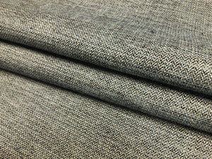 Designer MCM Mid Century Modern Navy Blue Grey Herringbone Upholstery Fabric