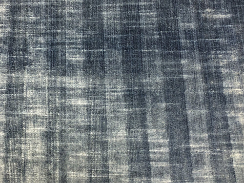 Designer French Blue Strie Velvet Upholstery Drapery Fabric