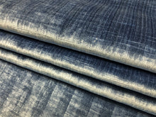 Load image into Gallery viewer, Designer French Blue Strie Velvet Upholstery Drapery Fabric