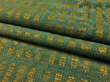 Load image into Gallery viewer, 1.5 Yd Designer Teal Sage Green Geometric Abstract Linen Viscose Chenille Upholstery Fabric