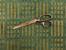 Load image into Gallery viewer, 1.5 Yd Designer Teal Sage Green Geometric Abstract Linen Viscose Chenille Upholstery Fabric