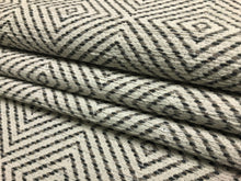 Load image into Gallery viewer, Designer Cream Grey Geometric Diamond Upholstery Fabric