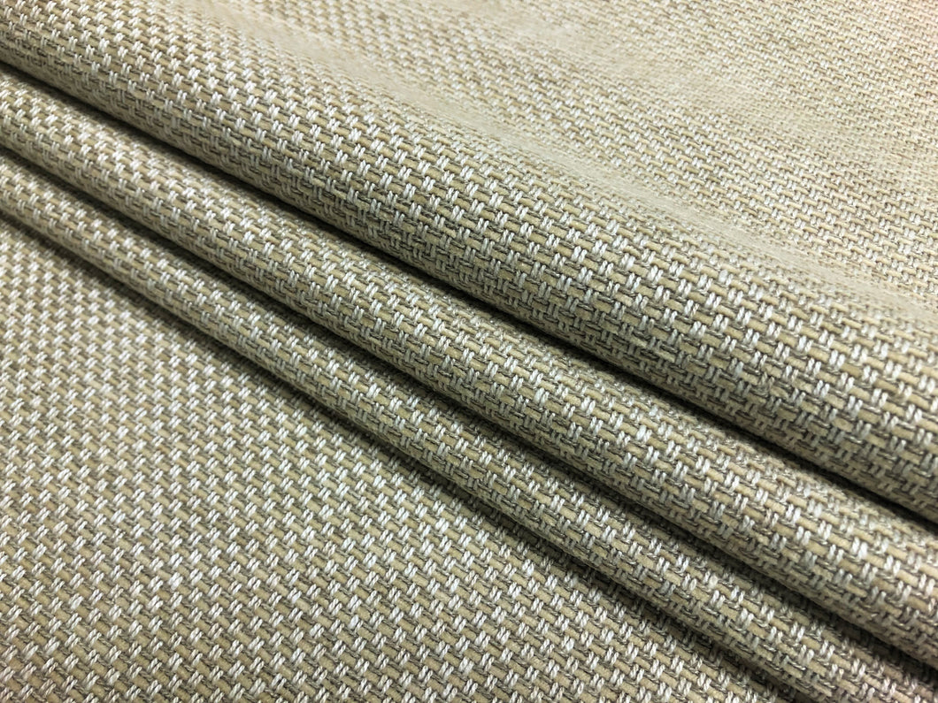 Designer MCM Mid Century Modern Beige Woven Basketweave Chenille Upholstery Fabric