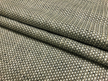 Load image into Gallery viewer, 1 2/3 Yd Designer Water &amp; Stain Resistant MCM Mid Century Modern Charcoal Grey White Beige Woven Linen Upholstery Fabric