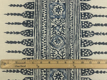 Load image into Gallery viewer, Thibaut Javanese Stripe Navy &amp; White Linen Cotton Fabric