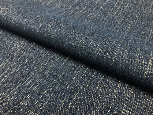 1 1/2 Yd Designer MCM Mid Century Modern Navy Blue Grey Tweed Upholstery Fabric