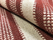 Load image into Gallery viewer, Designer Rusty Red Taupe Stripe Upholstery Fabric