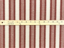 Load image into Gallery viewer, Designer Rusty Red Taupe Stripe Upholstery Fabric