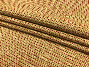 Designer MCM Mid Century Modern Beige Red Cream Chenille Upholstery Fabric