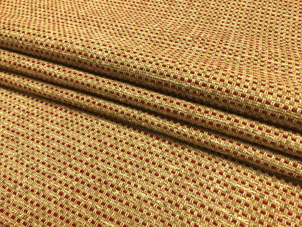 Designer MCM Mid Century Modern Beige Red Cream Chenille Upholstery Fabric